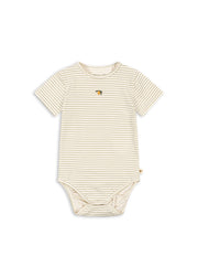 BASIC SS BODY GOTS - TEA STRIPE / コンゲススロイド 半袖ロンパース オーガニックコットン ベビー レモン KS102245
